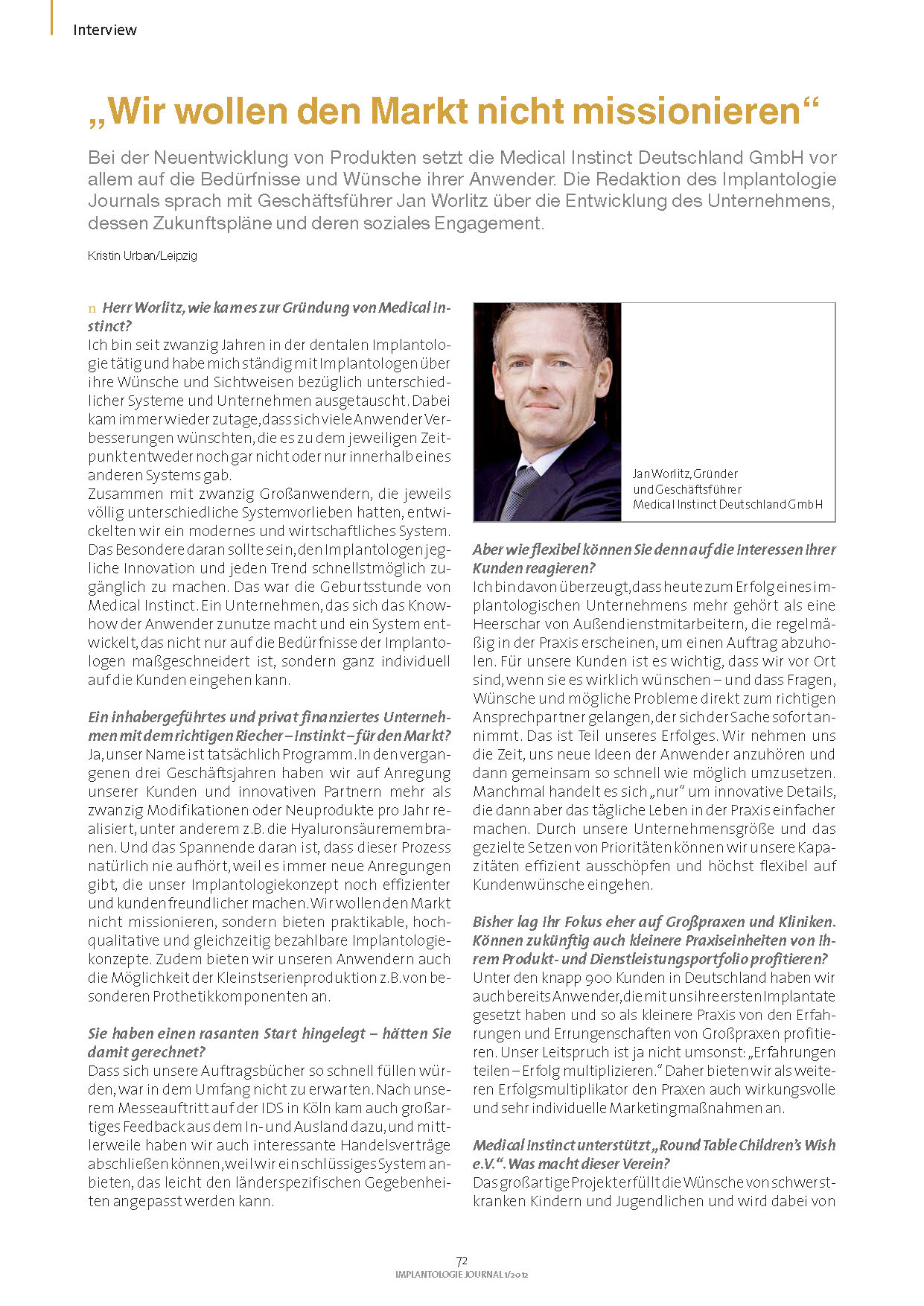 Implantologie Journal - Interview Jan Worlitz